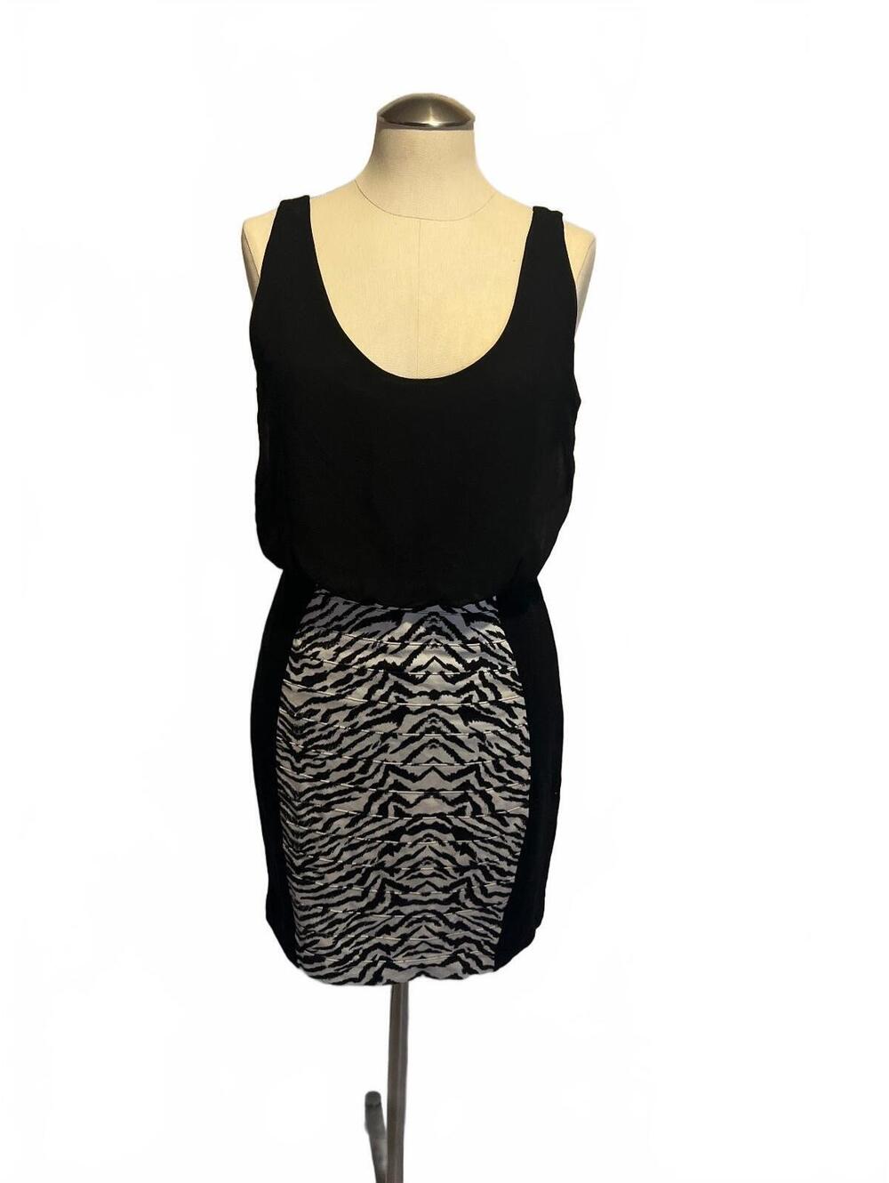 Express women’s dress black animal print form fitting